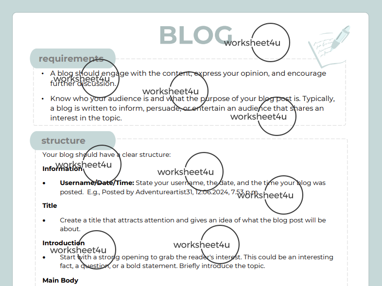 Blog Writing Bundle – worksheet4u