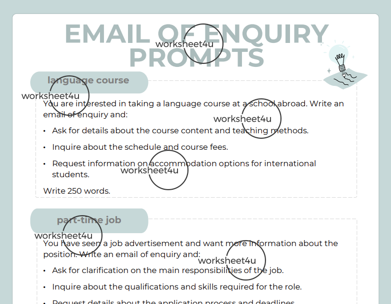 Email of Enquiry Prompts