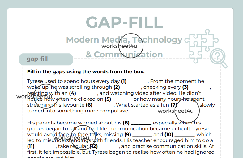 Gap-Fill Modern Media, Technology & Communication