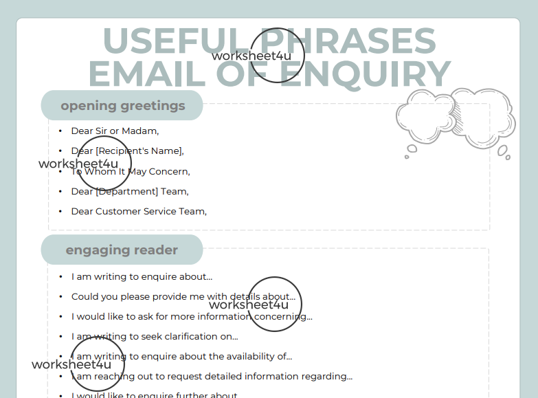Useful Phrases Email of Enquiry