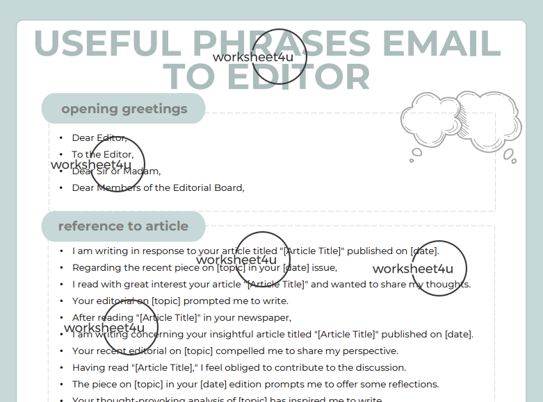 Useful Phrases Email to the Editor