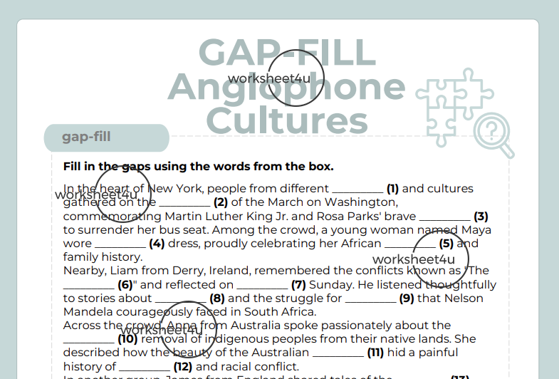 Gap-Fill Anglophone Cultures