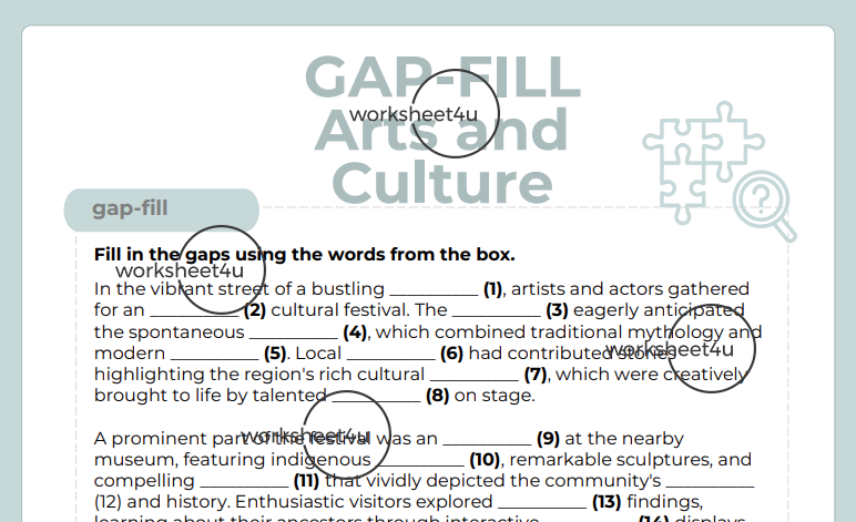 Gap-Fill Arts and Culture