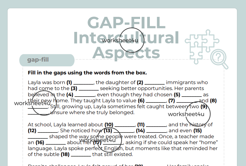 Gap-Fill Intercultural Aspects