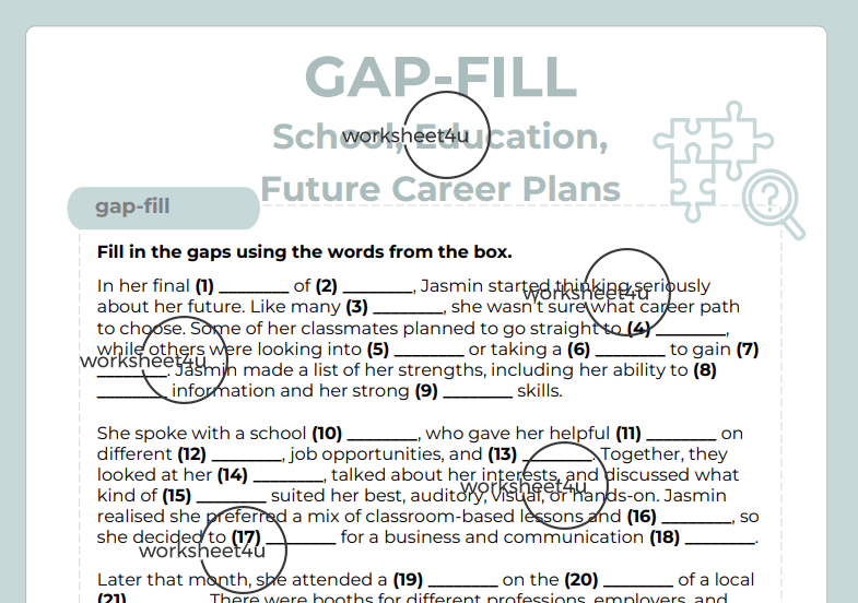 Gap-Fill School, Education & Future Career Plans