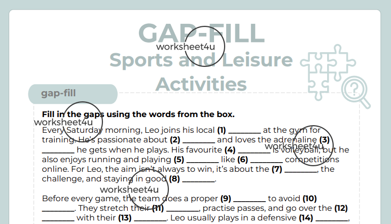 Gap-Fill Sports and Leisure Activities