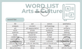 Word List - Arts and Culture