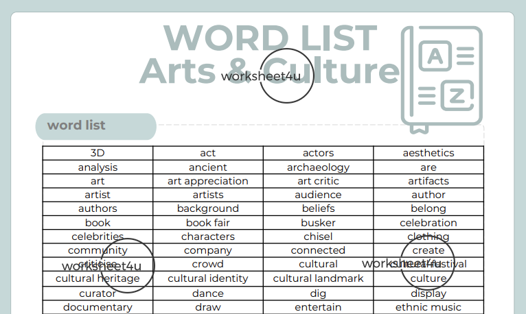 Word List - Arts and Culture