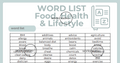 Word List - Food, Health and Lifestyle