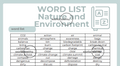 Word List - Nature and Environment