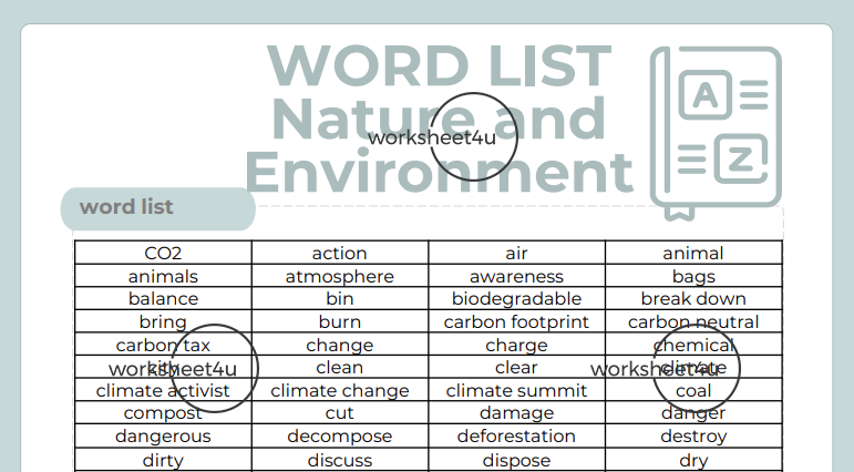 Word List - Nature and Environment