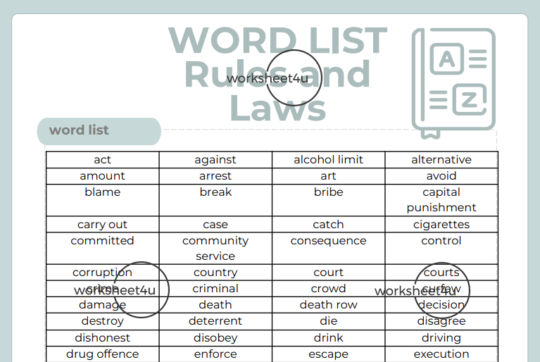 Word List - Rules and Laws