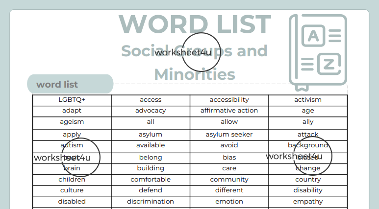 Word List - Social Groups and Minorities