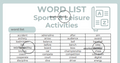 Word List - Sports and Leisure Activities