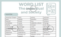 Word List - The Individual and Society