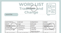 Word List - Tradition and Change