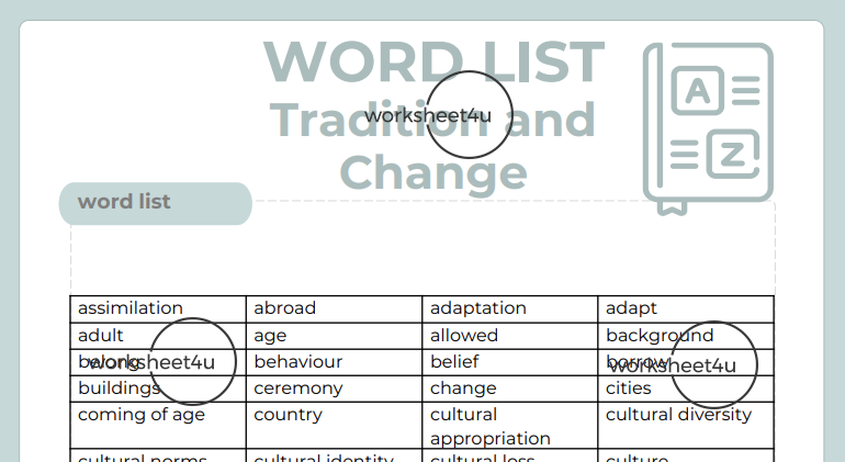 Word List - Tradition and Change